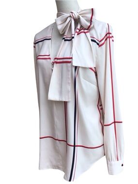 Ann Taylor Long Sleeve Neck Tie Blouse Size Medium NEW